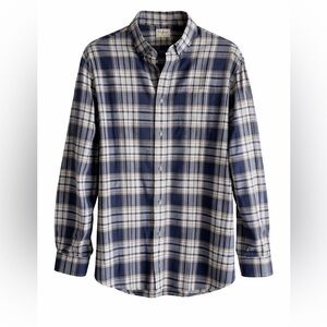 L.L. Bean Navy and White Plaid Button Down Shirt